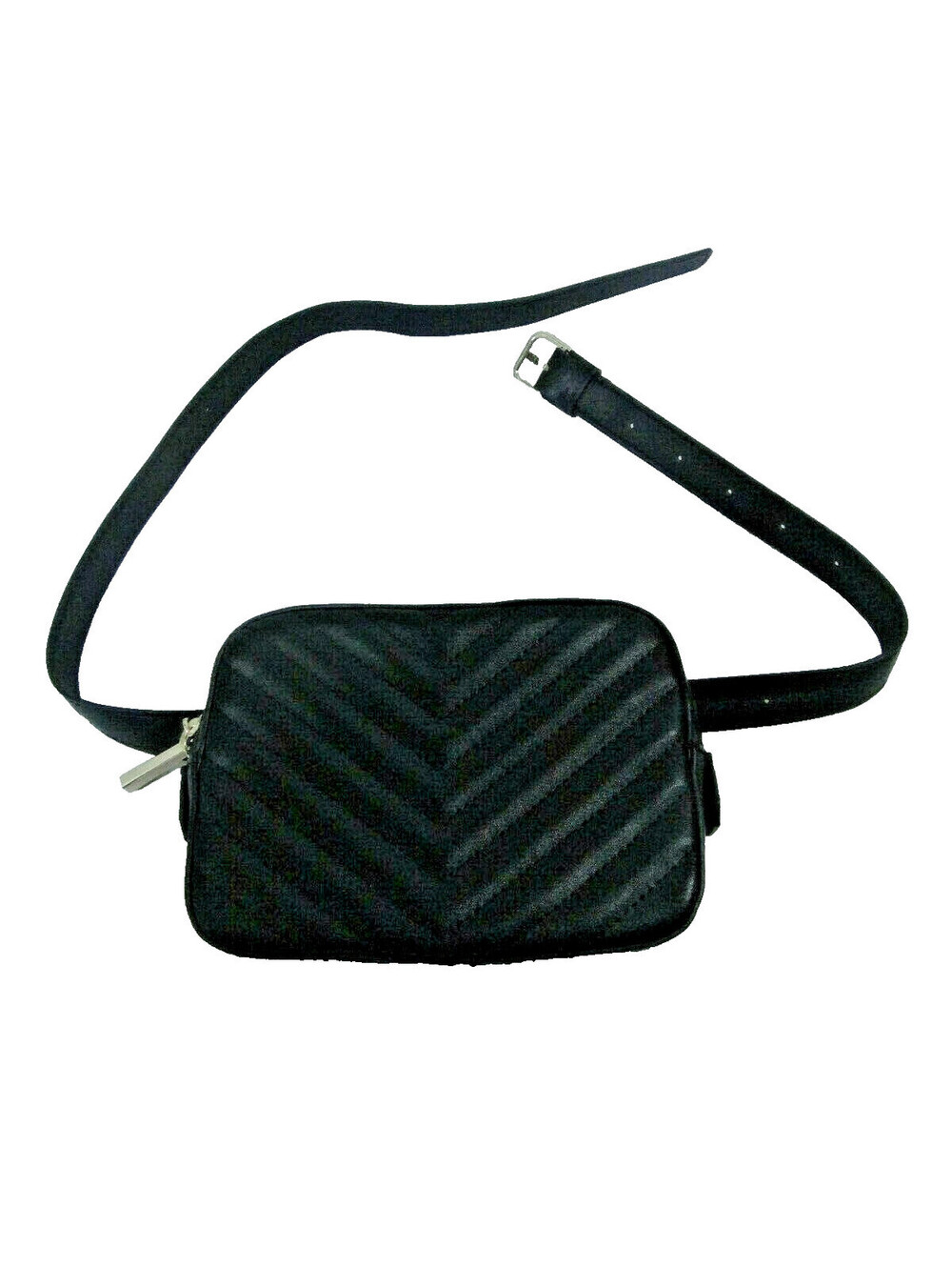 NASTY GAL Womens Black Quilted Faux Leather Belt Bag Fanny Pack O/S -New no tags